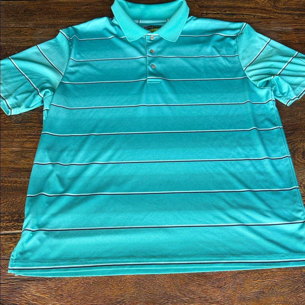 Aqua Striped Polo Shirt (129)